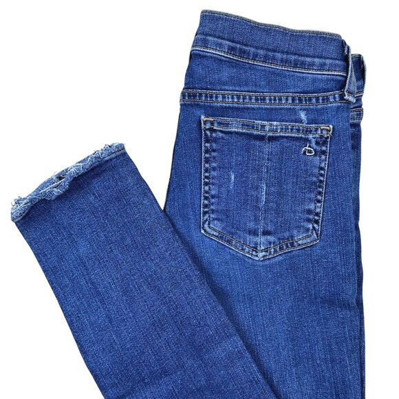 Rag & Bone Skinny Jeans Women’s 24 Blue Distressed La Paz Raw Hem Stretch Denim - Picture 6 of 11
